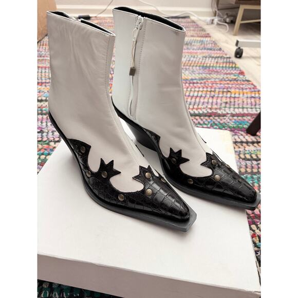 Gia Couture Cabinda Black and White Calf Western Ankle Boot - Picture 9 of 9